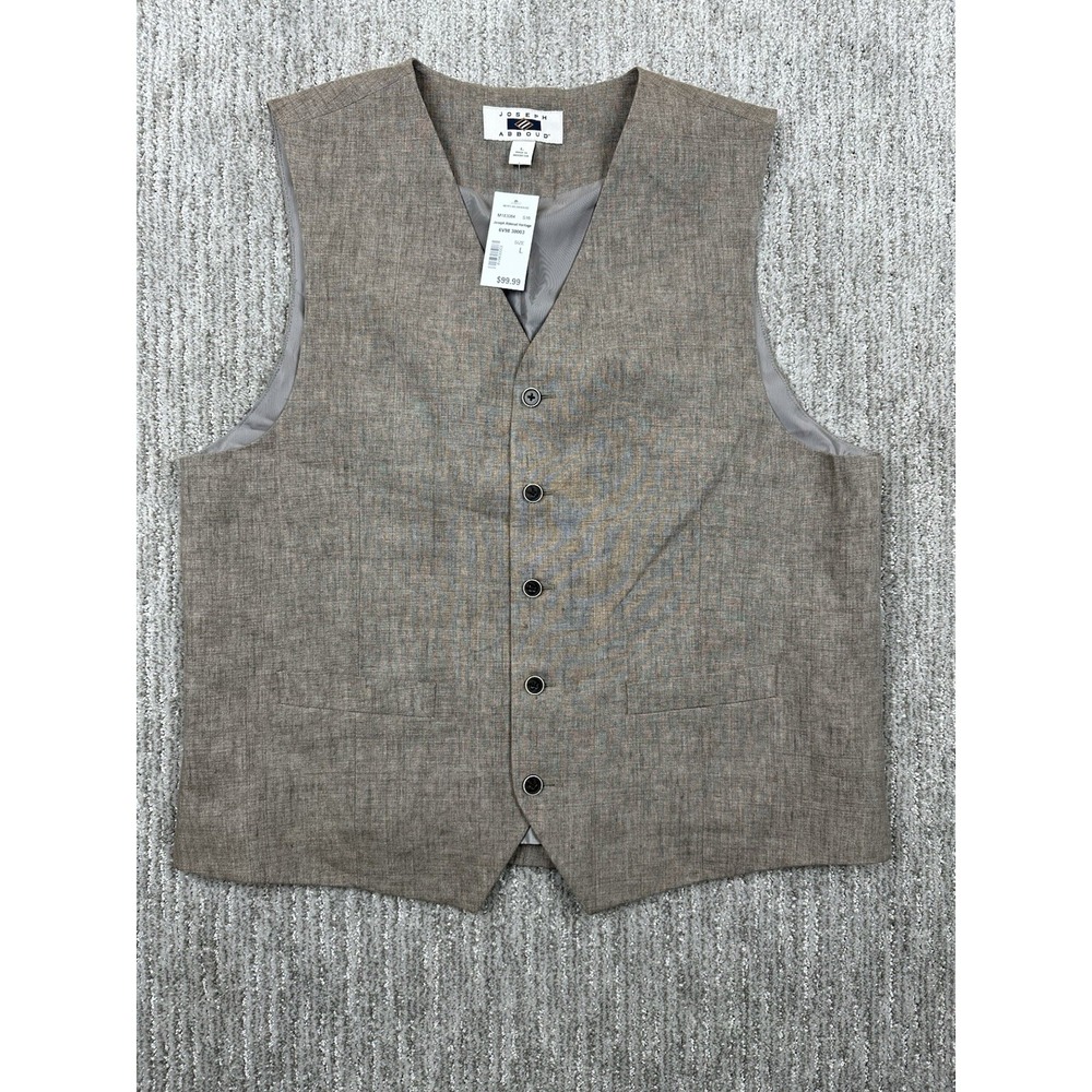 Joseph Abboud Heritage 100% Linen Vest Beige Mens Large Pockets NWT